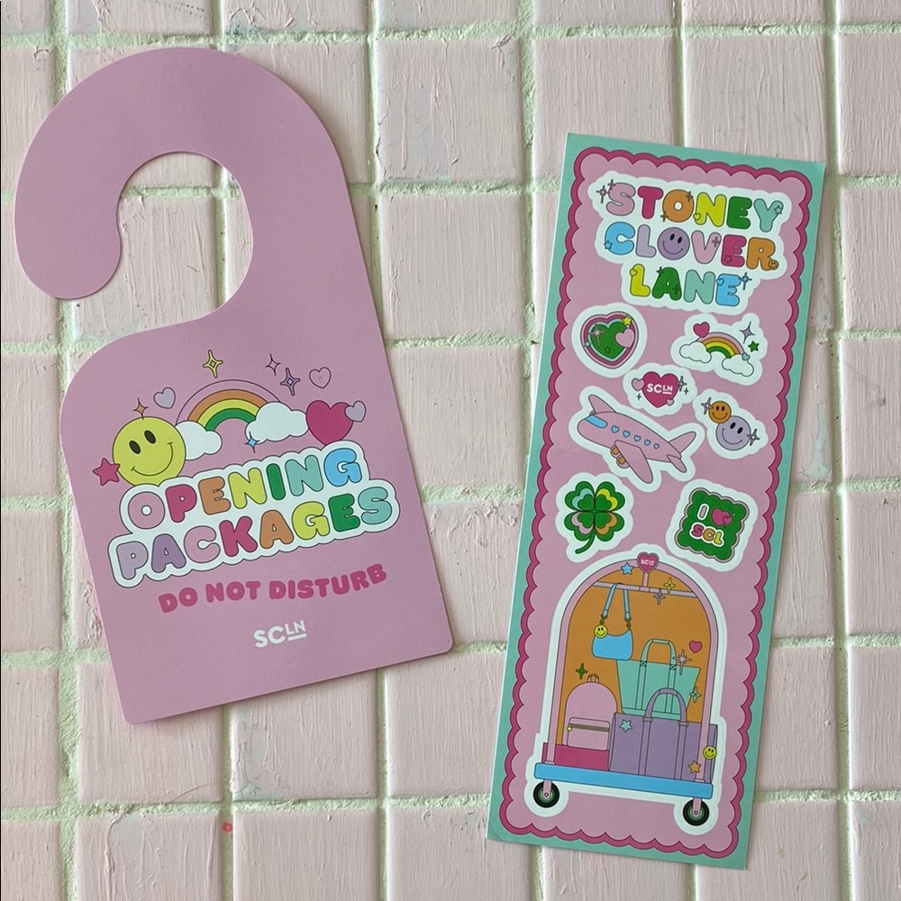 Stoney Clover Lane Pink Door Hanger and Sticker Set